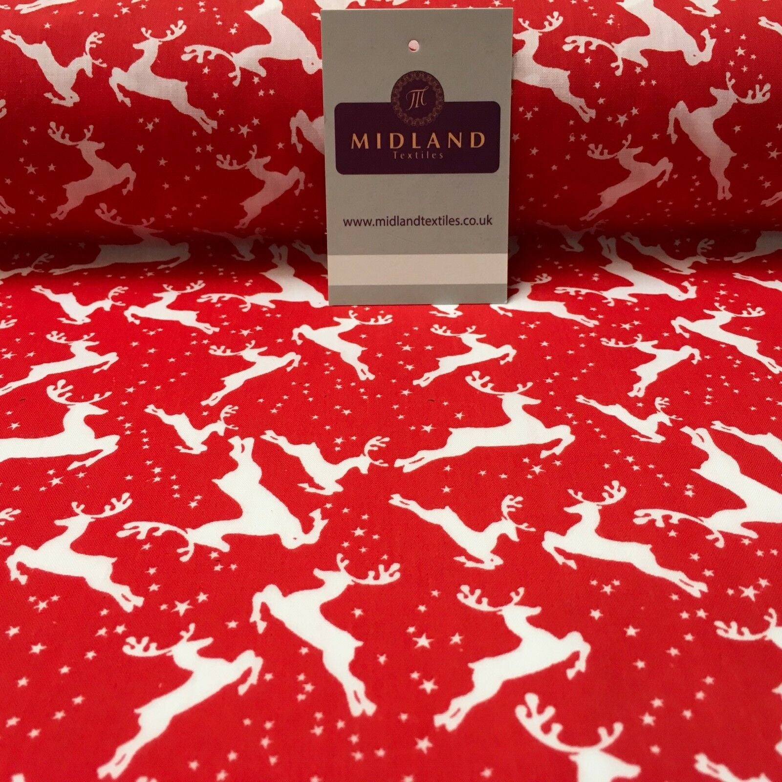 Christmas reindeer poly cotton printed fabric 45' wide md945 mtex