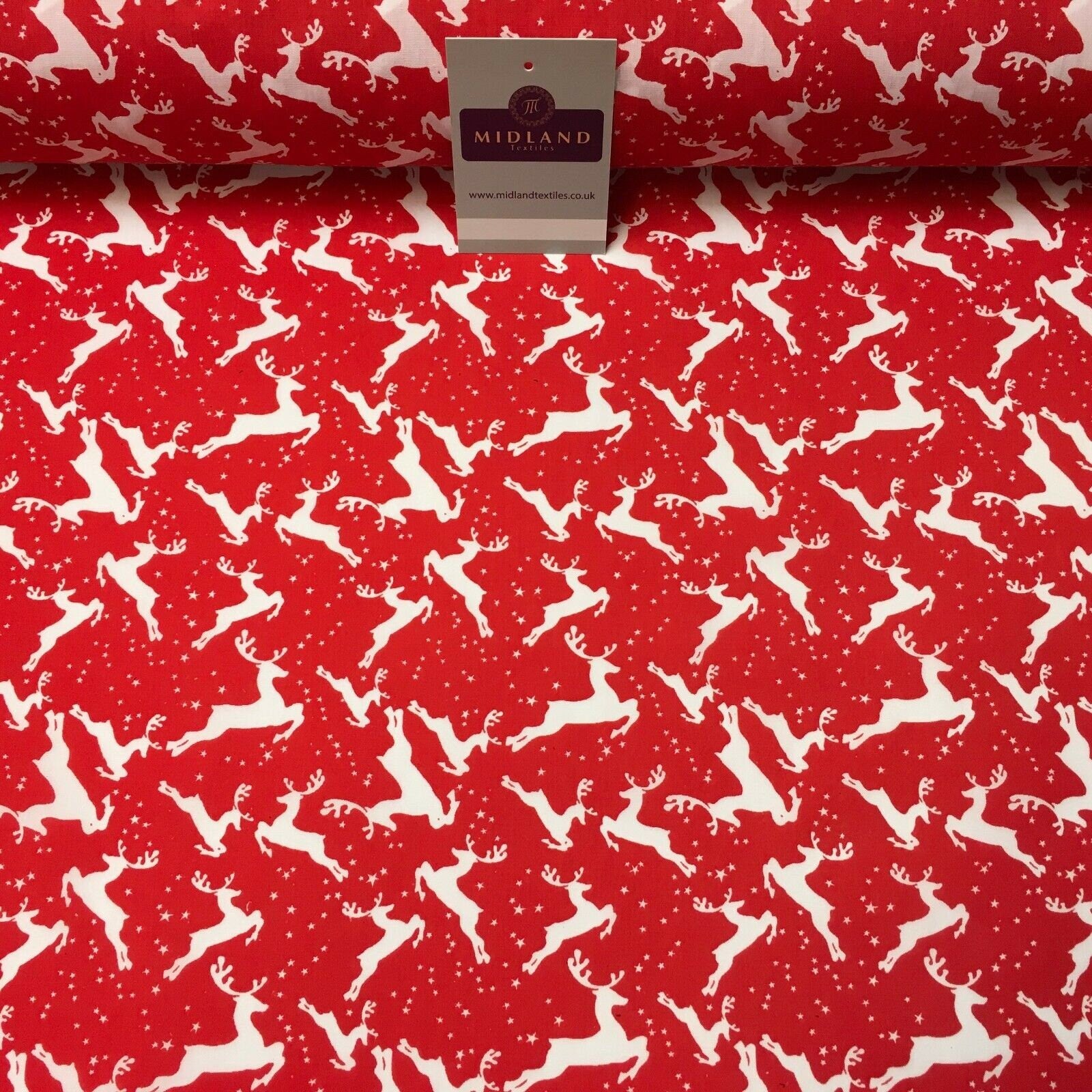Christmas reindeer poly cotton printed fabric 45' wide md945 mtex