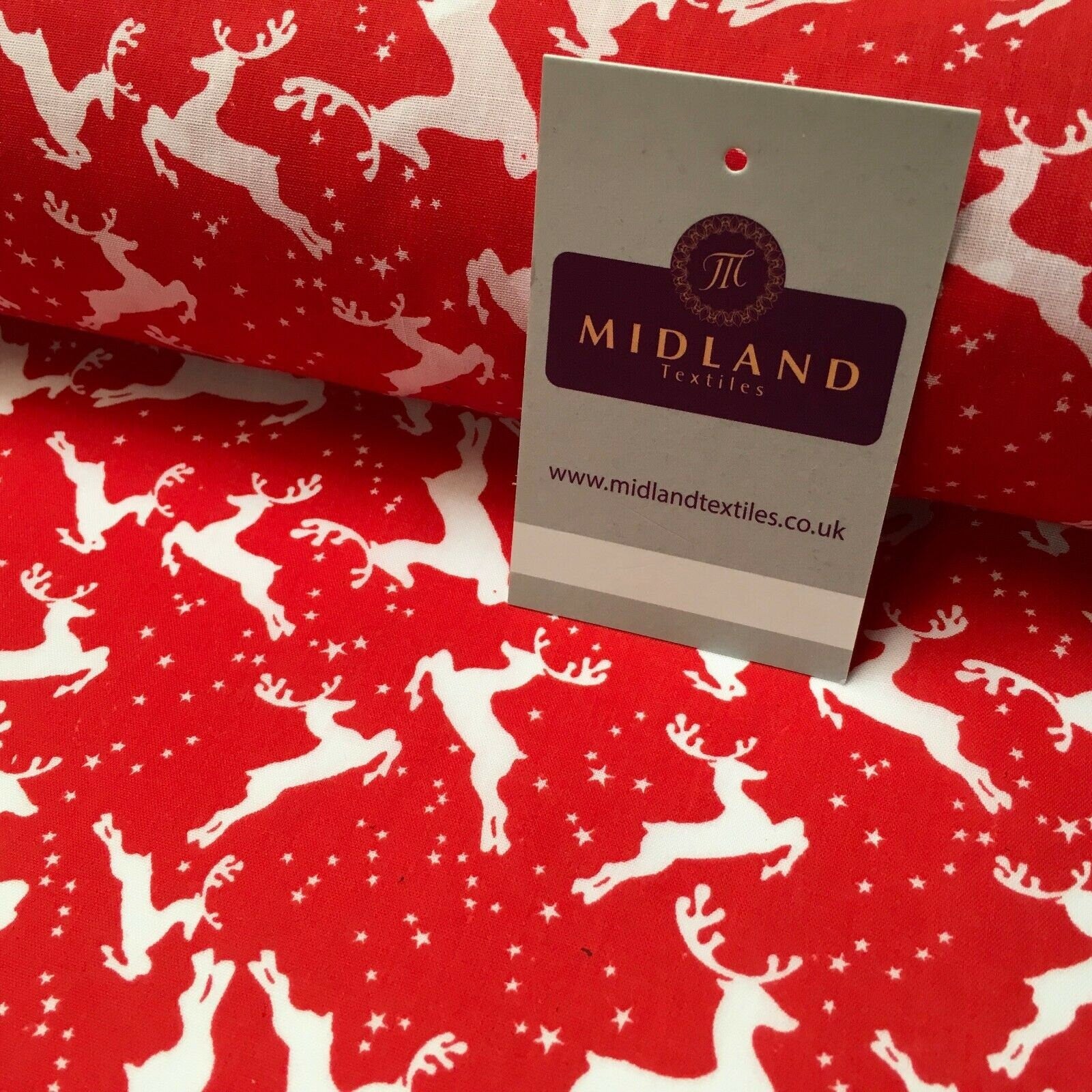 Christmas reindeer poly cotton printed fabric 45' wide md945 mtex