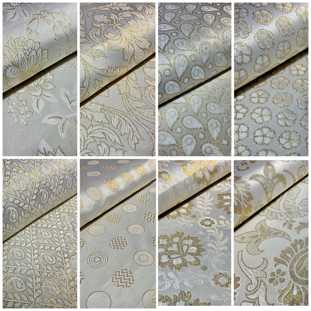 Cream Gold Floral Geometric Mixed Banarsi Brocade Fabric 111cm wide M1692