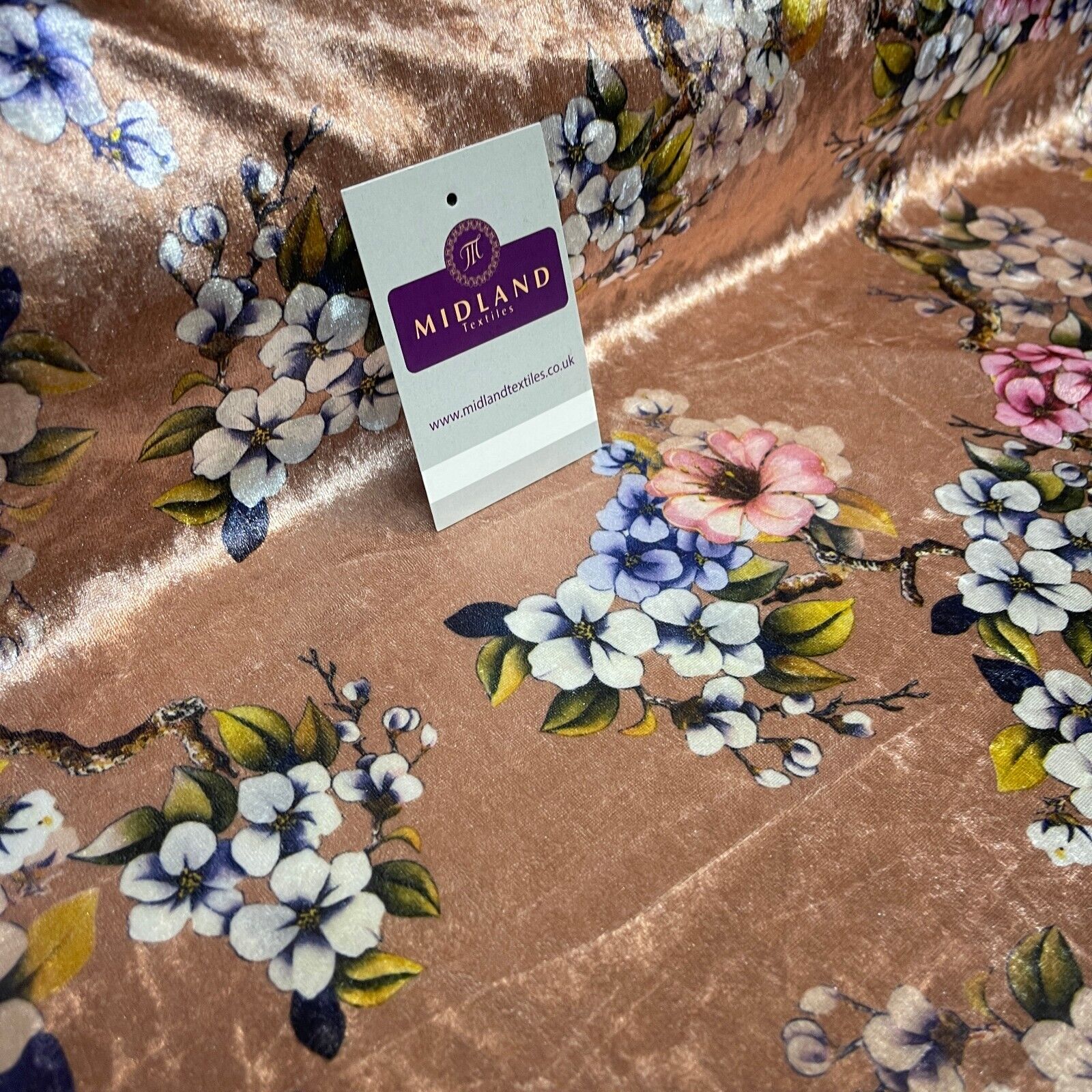 Mink floral Printed Crushed velvet Dress fabric M1400-45 Mtex