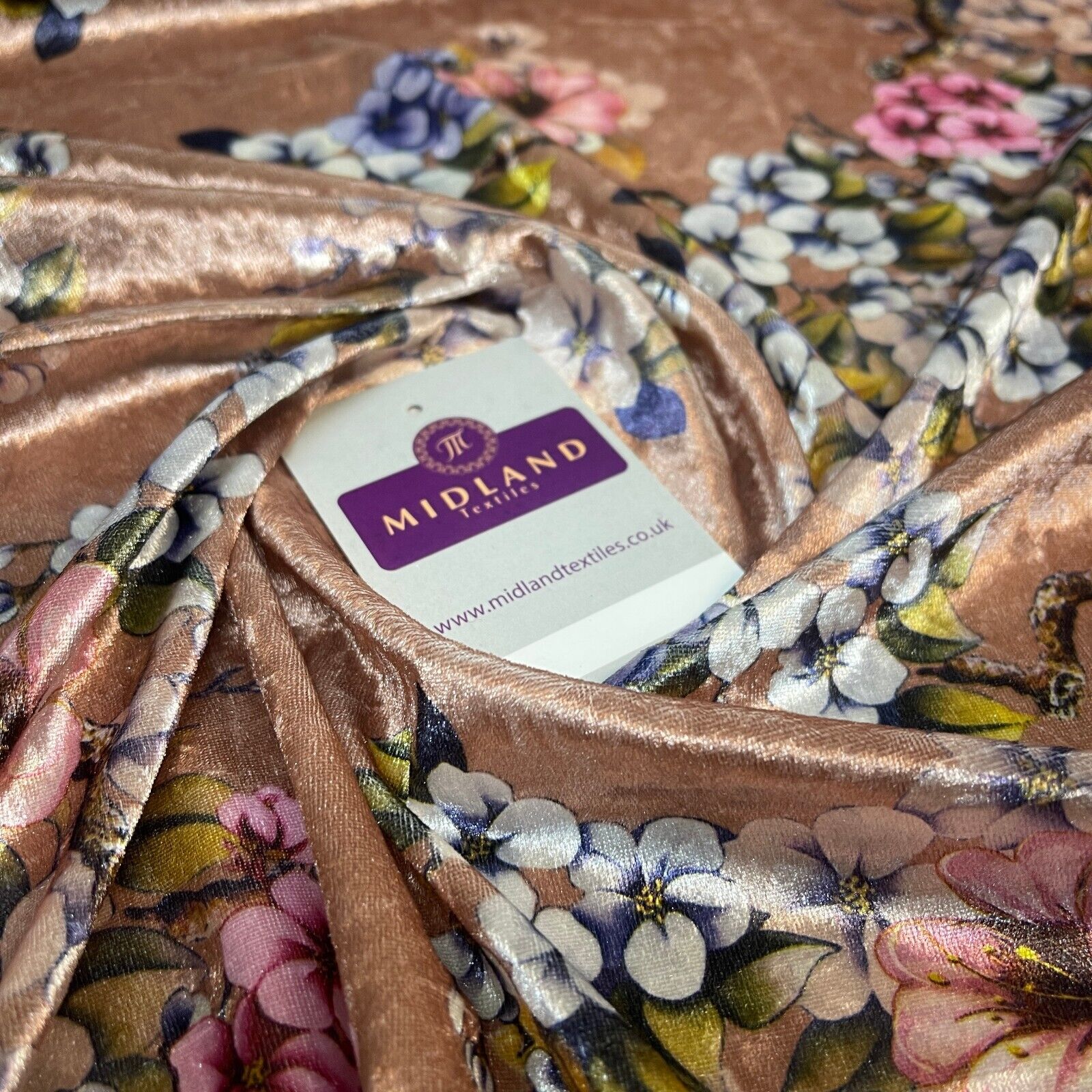Mink floral Printed Crushed velvet Dress fabric M1400-45 Mtex