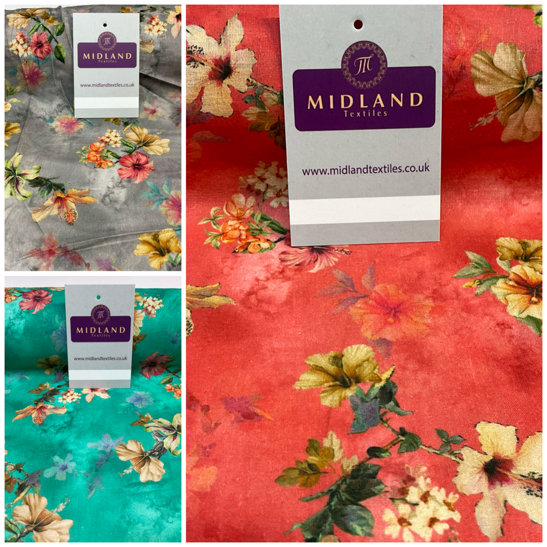 Summer floral lightweight Cotton Lawn dress Fabric Sold per Metre M1830