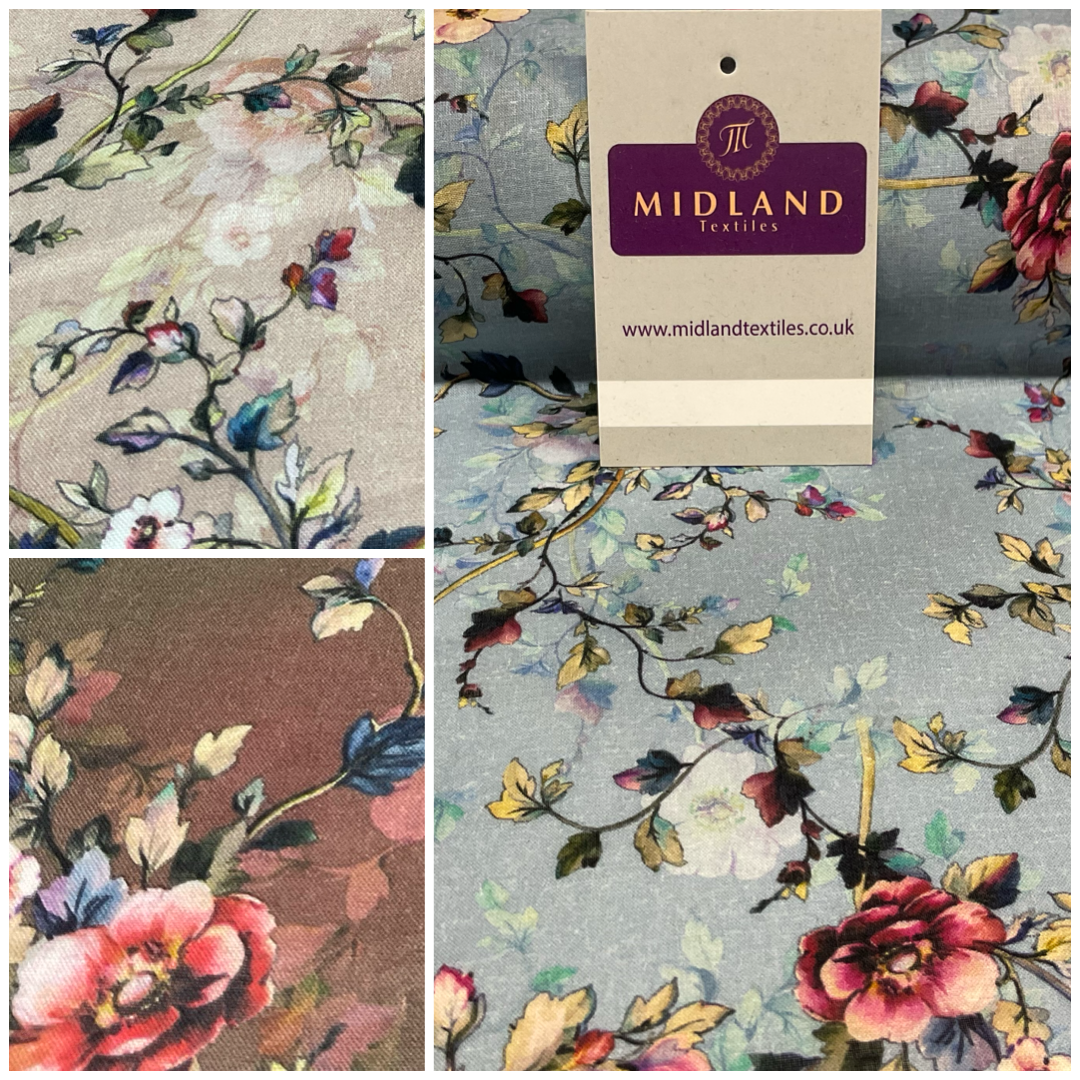 cotton lawn dress fabric uk Blue Floral Cotton Lawn Fabric | Thelma