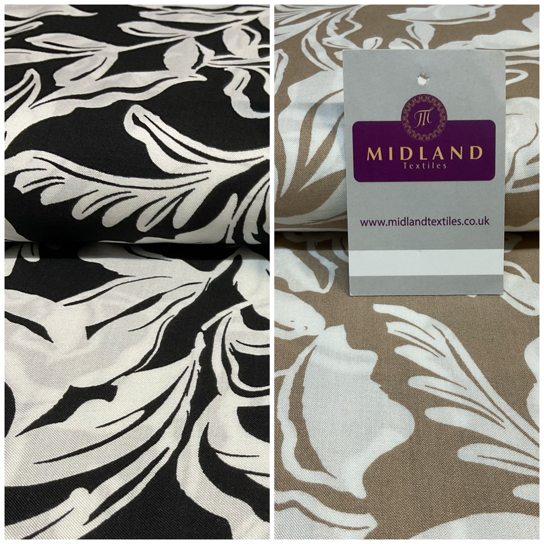 Leaf printed Viscose abstract summer dress Fabric Sold per Metre M1821