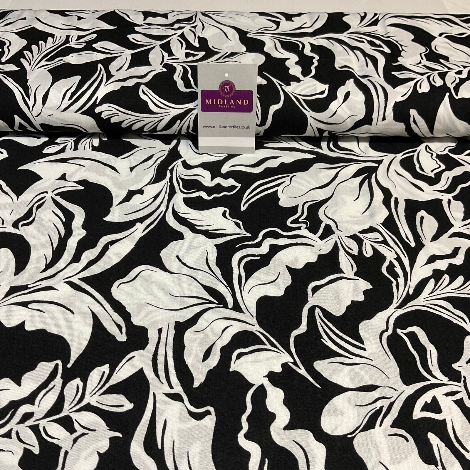 Leaf printed Viscose abstract summer dress Fabric Sold per Metre M1821