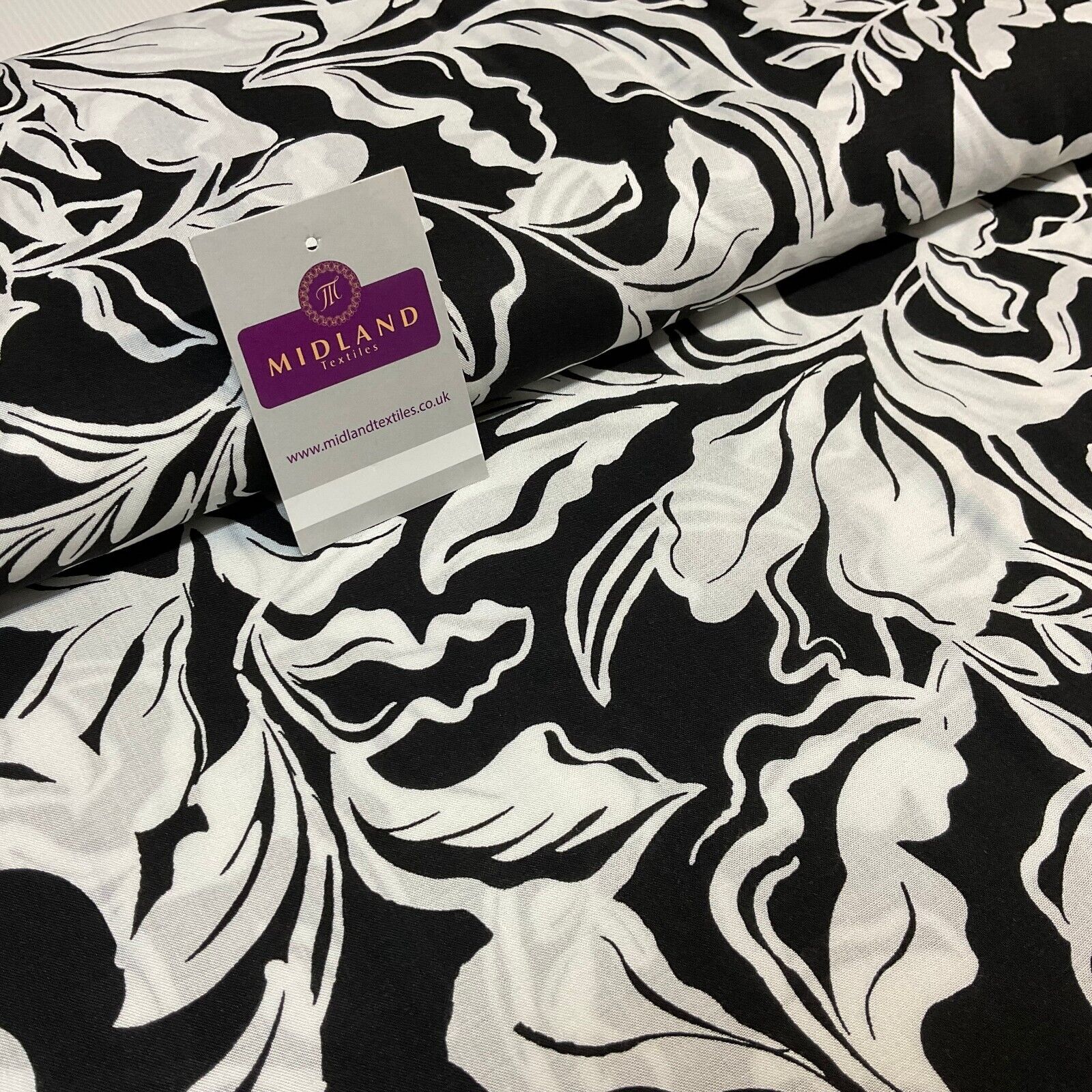 Leaf printed Viscose abstract summer dress Fabric Sold per Metre M1821