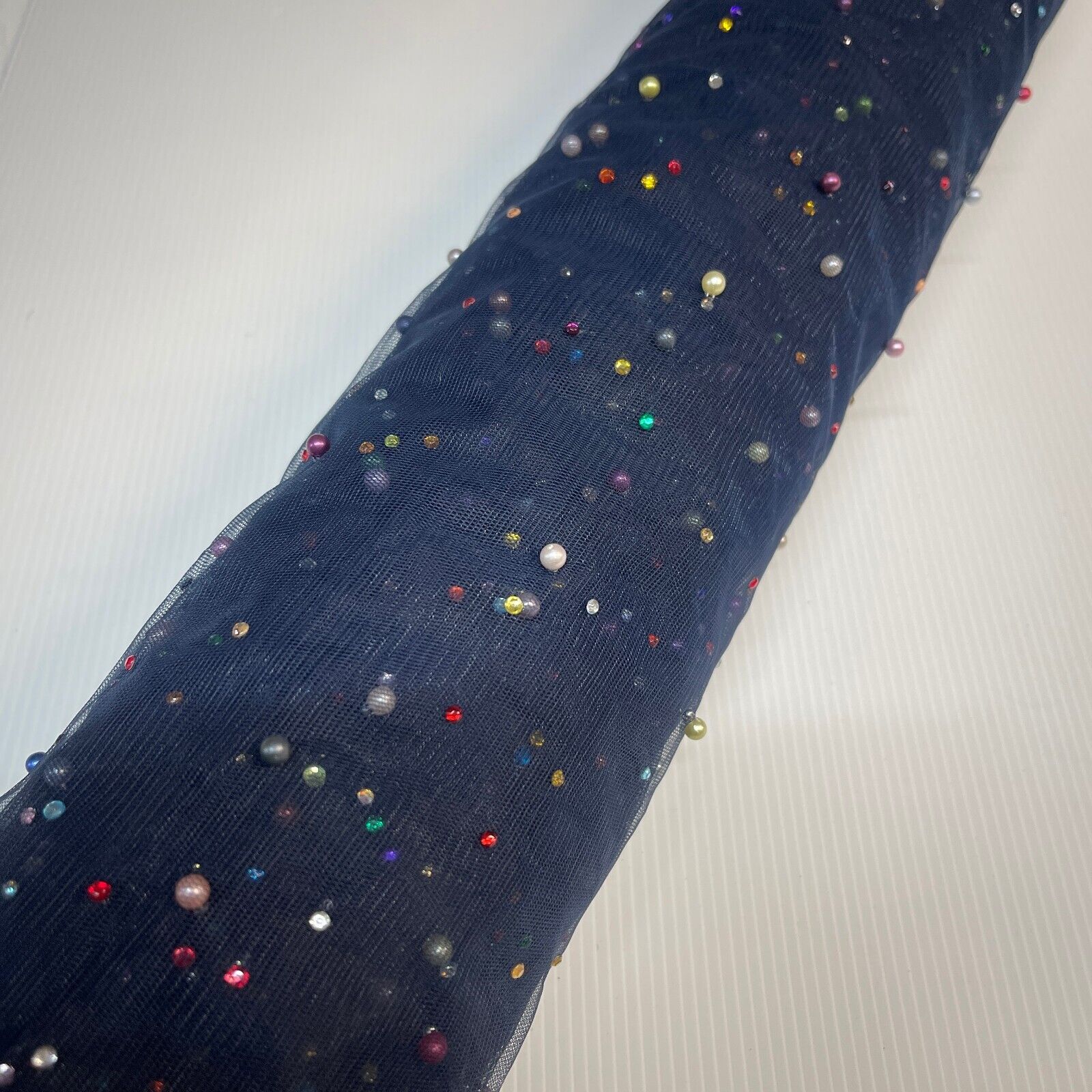 Beaded Pearl rhine stone Tulle Net Dress Wedding Décor Fabric M1825 Mtex