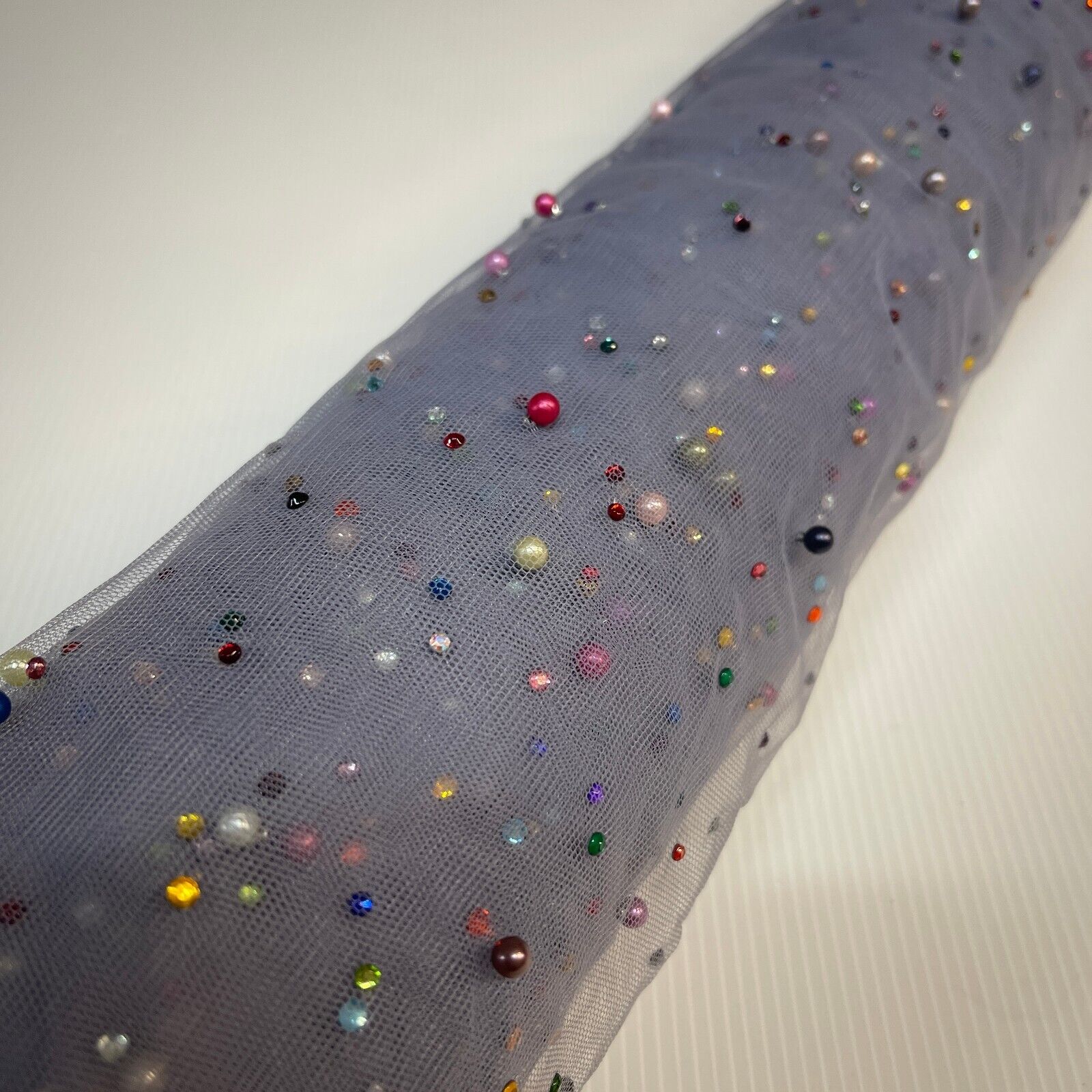 Beaded Pearl rhine stone Tulle Net Dress Wedding Décor Fabric M1825 Mtex