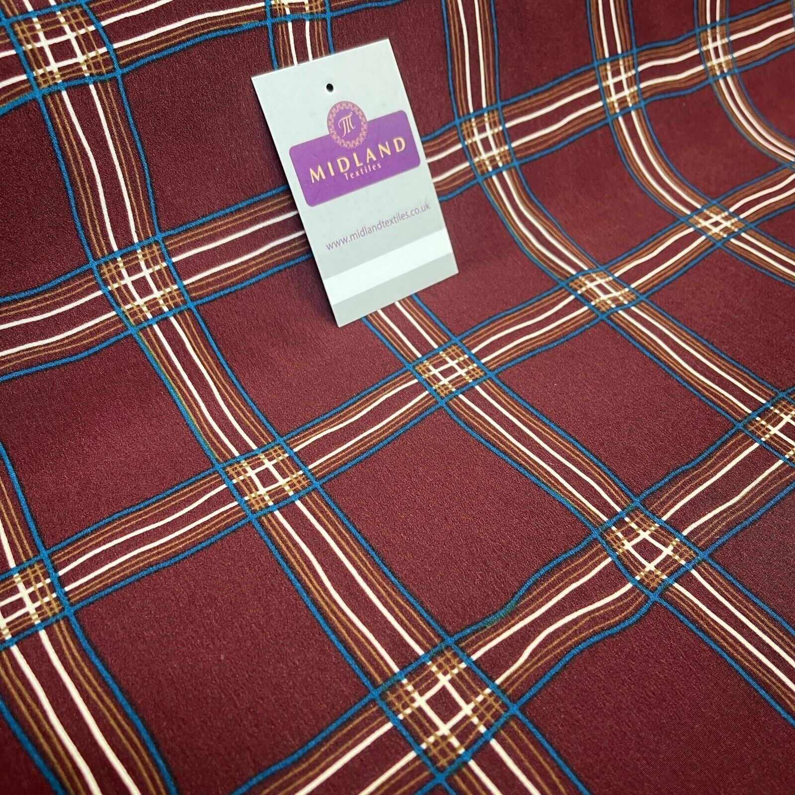 Maroon Peach Skin Check Tartan print  Dress fabric M1400-52 Mtex sold per metre