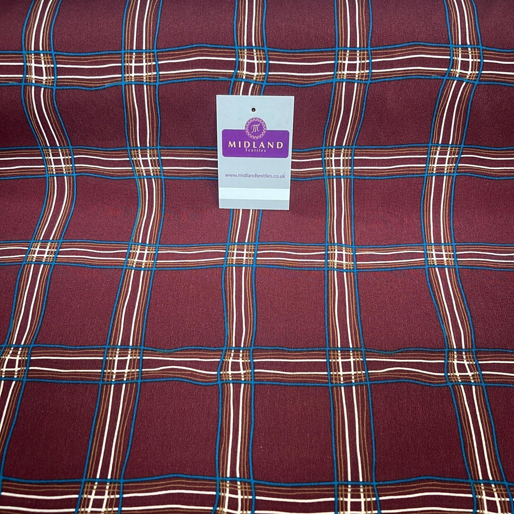 Maroon Peach Skin Check Tartan print  Dress fabric M1400-52 Mtex sold per metre