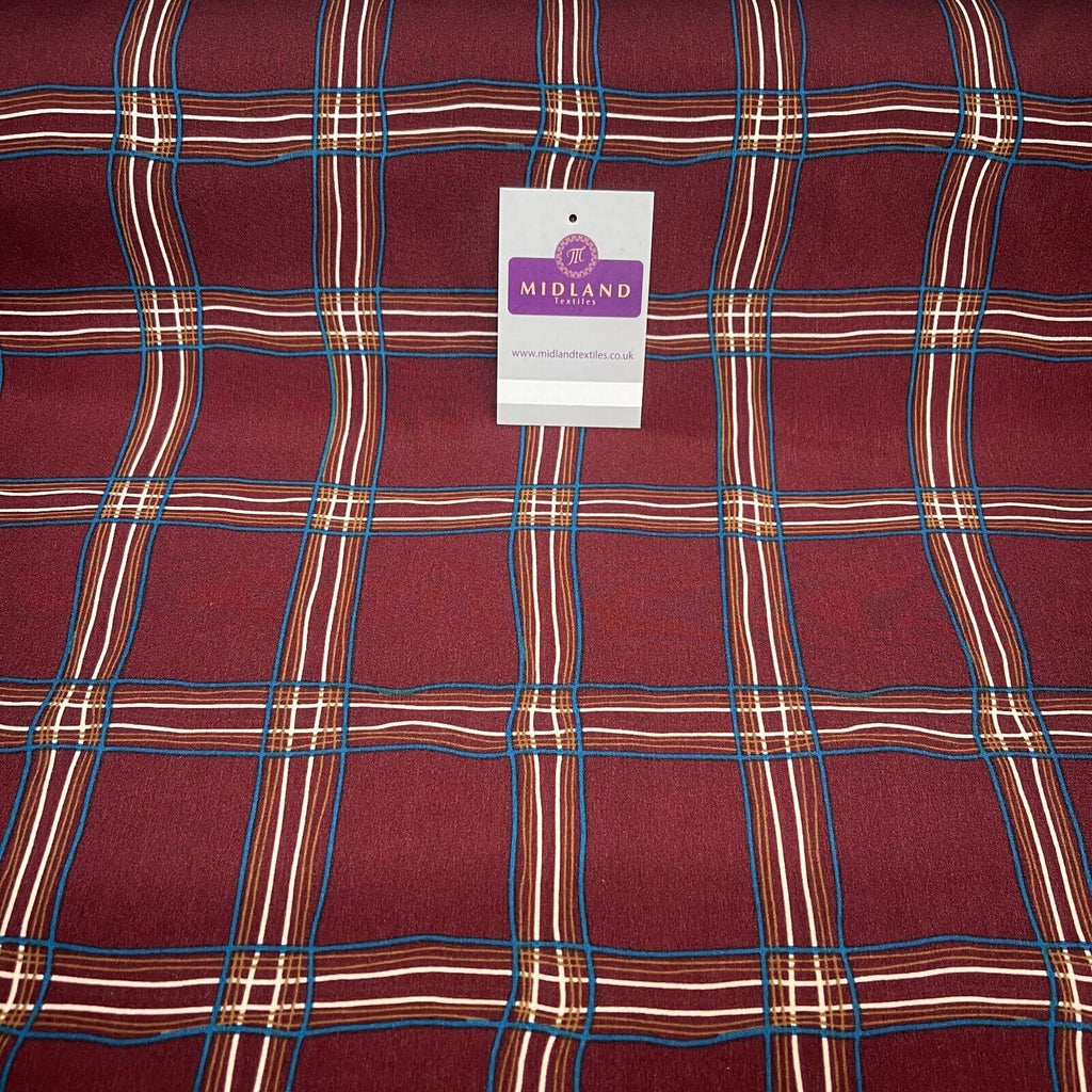 Maroon Peach Skin Check Tartan print  Dress fabric M1400-52 Mtex sold per metre