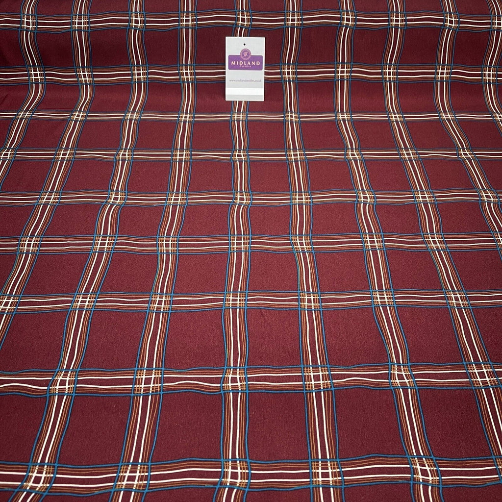 Maroon Peach Skin Check Tartan print  Dress fabric M1400-52 Mtex sold per metre