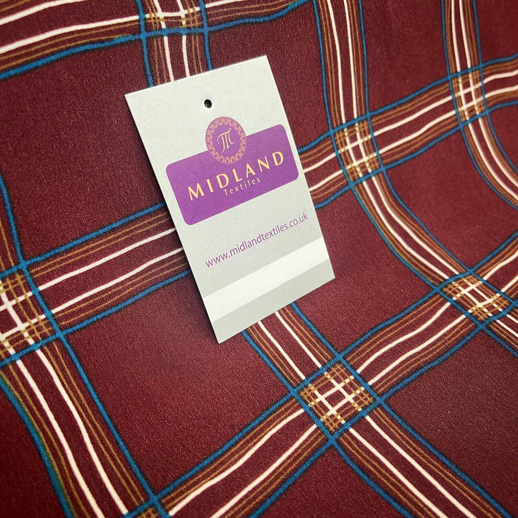 Maroon Peach Skin Check Tartan print  Dress fabric M1400-52 Mtex sold per metre