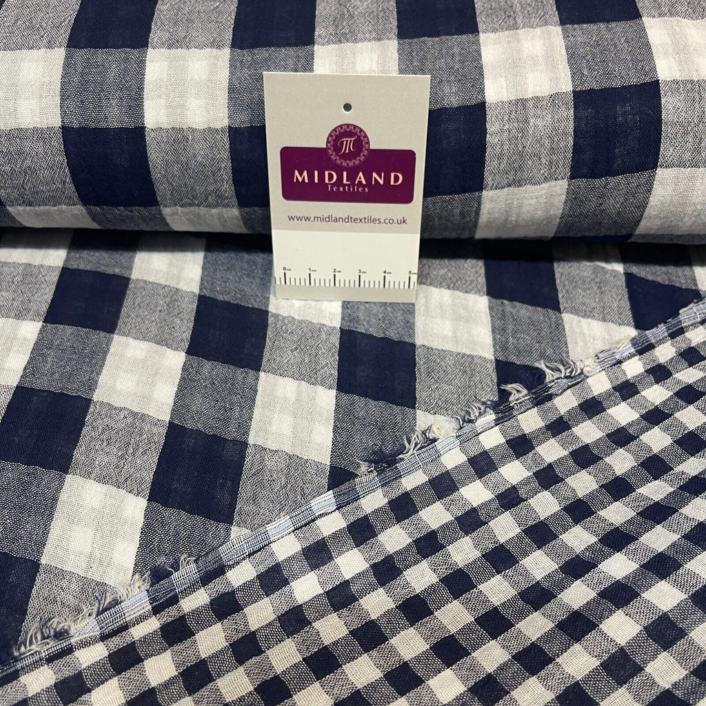 Double sided gingham Woven Double gauze cotton Fabric ideal for shirts, M1838