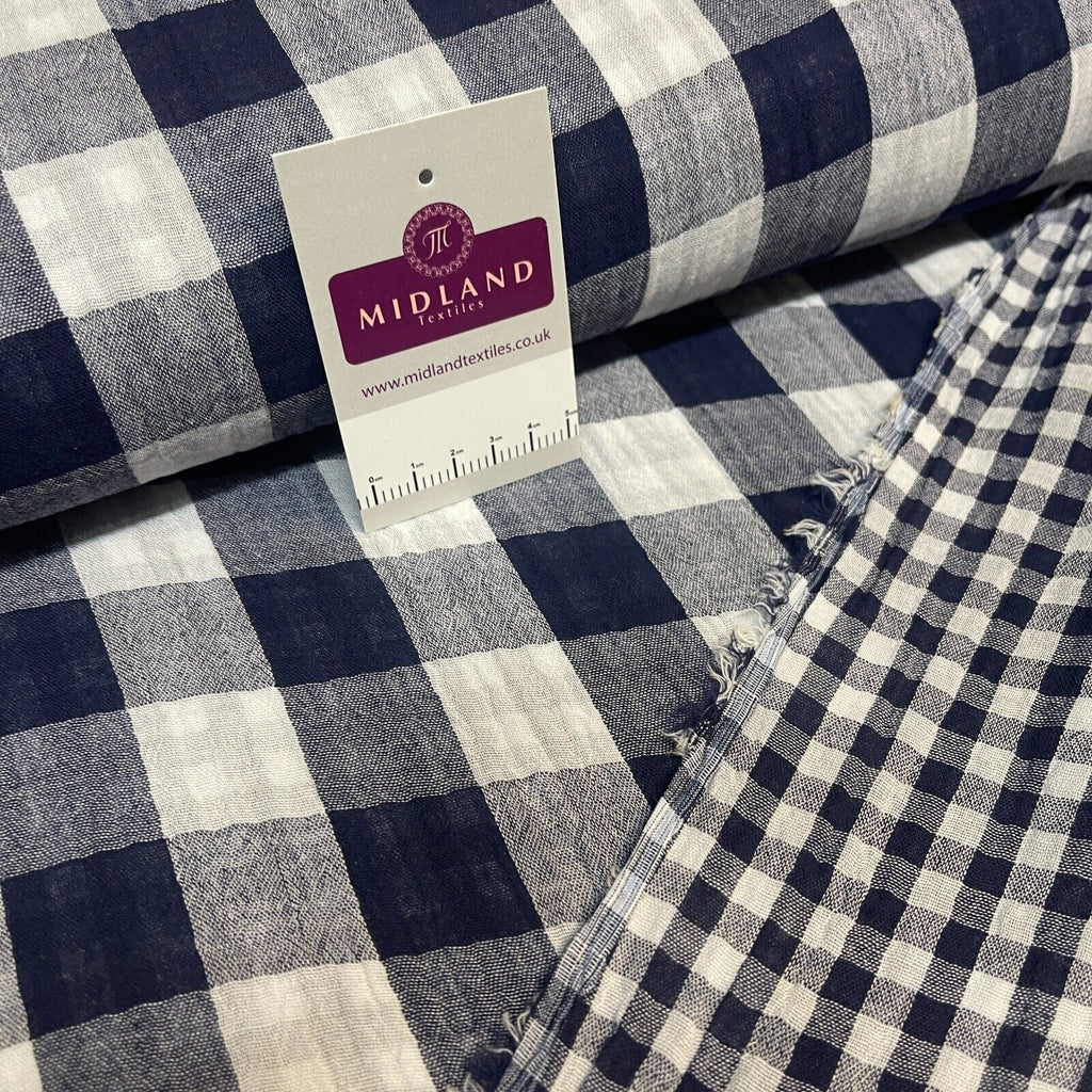 Double sided gingham Woven Double gauze cotton Fabric ideal for shirts, M1838