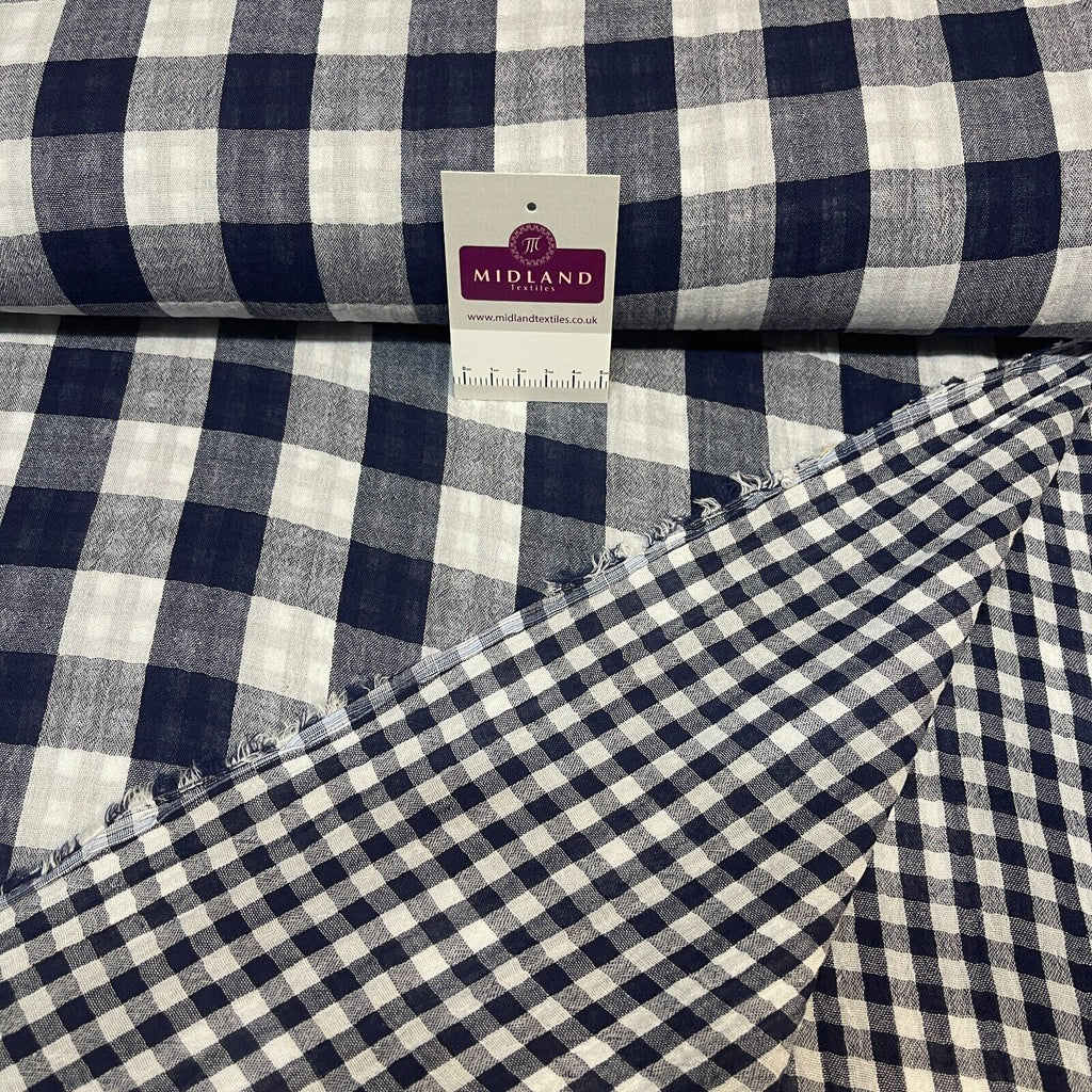 Double sided gingham Woven Double gauze cotton Fabric ideal for shirts, M1838