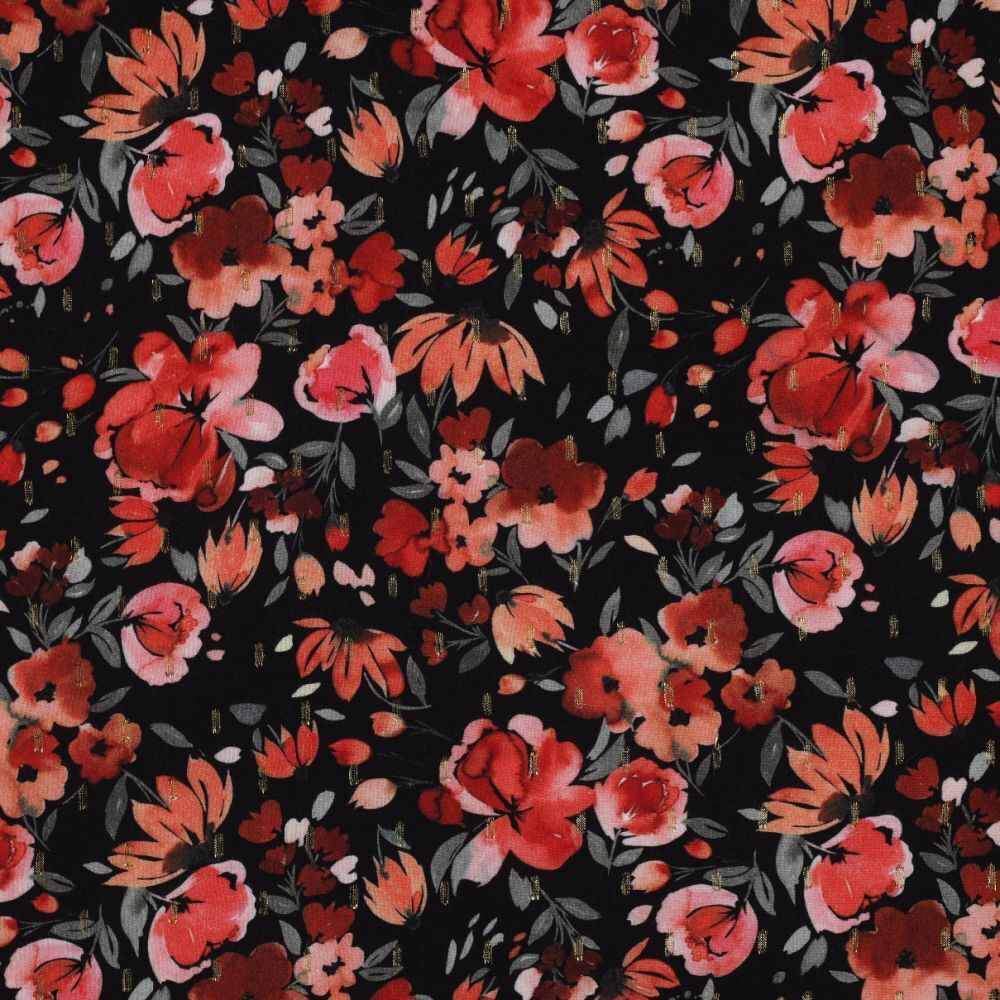 Floral Viscose Lurex Digital Printed dress Fabric M1842