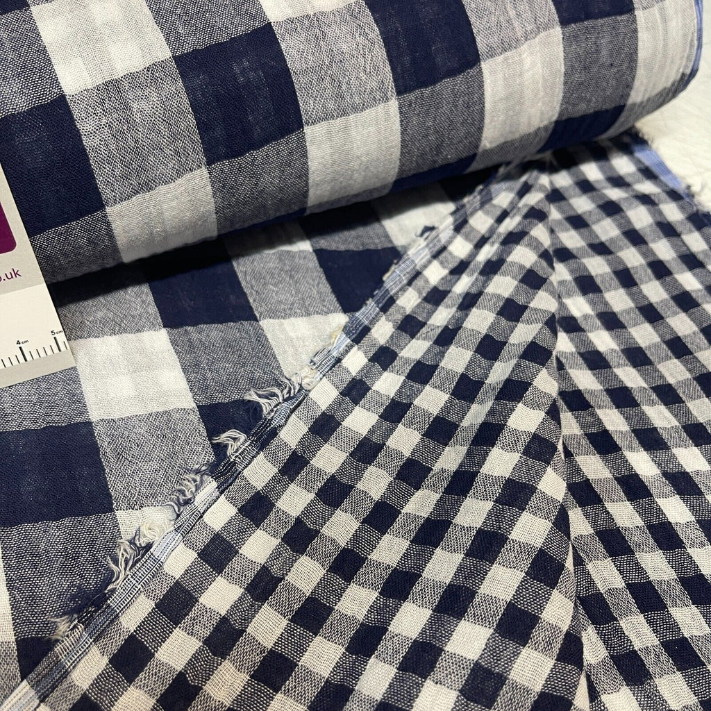 Double sided gingham Woven Double gauze cotton Fabric ideal for shirts, M1838