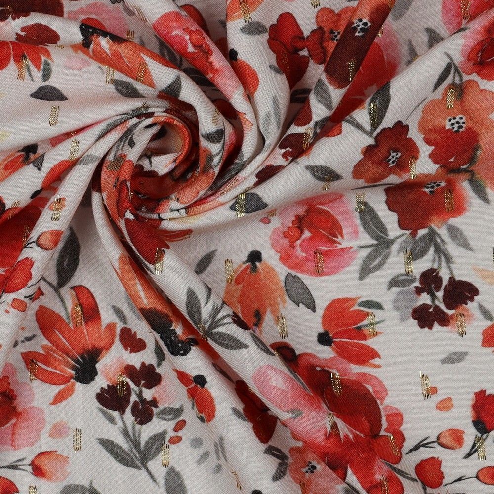 Floral Viscose Lurex Digital Printed dress Fabric M1842