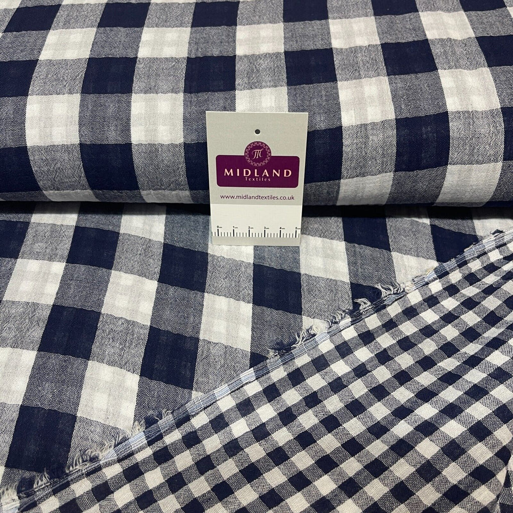 Double sided gingham Woven Double gauze cotton Fabric ideal for shirts, M1838