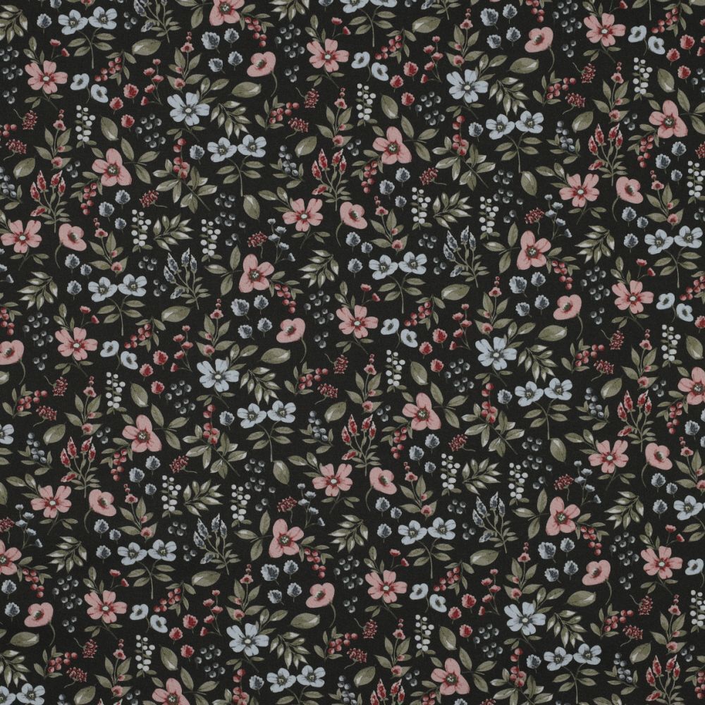 Beautiful Fine Poplin Fabric with Small Floral Design plain Fabric M1841