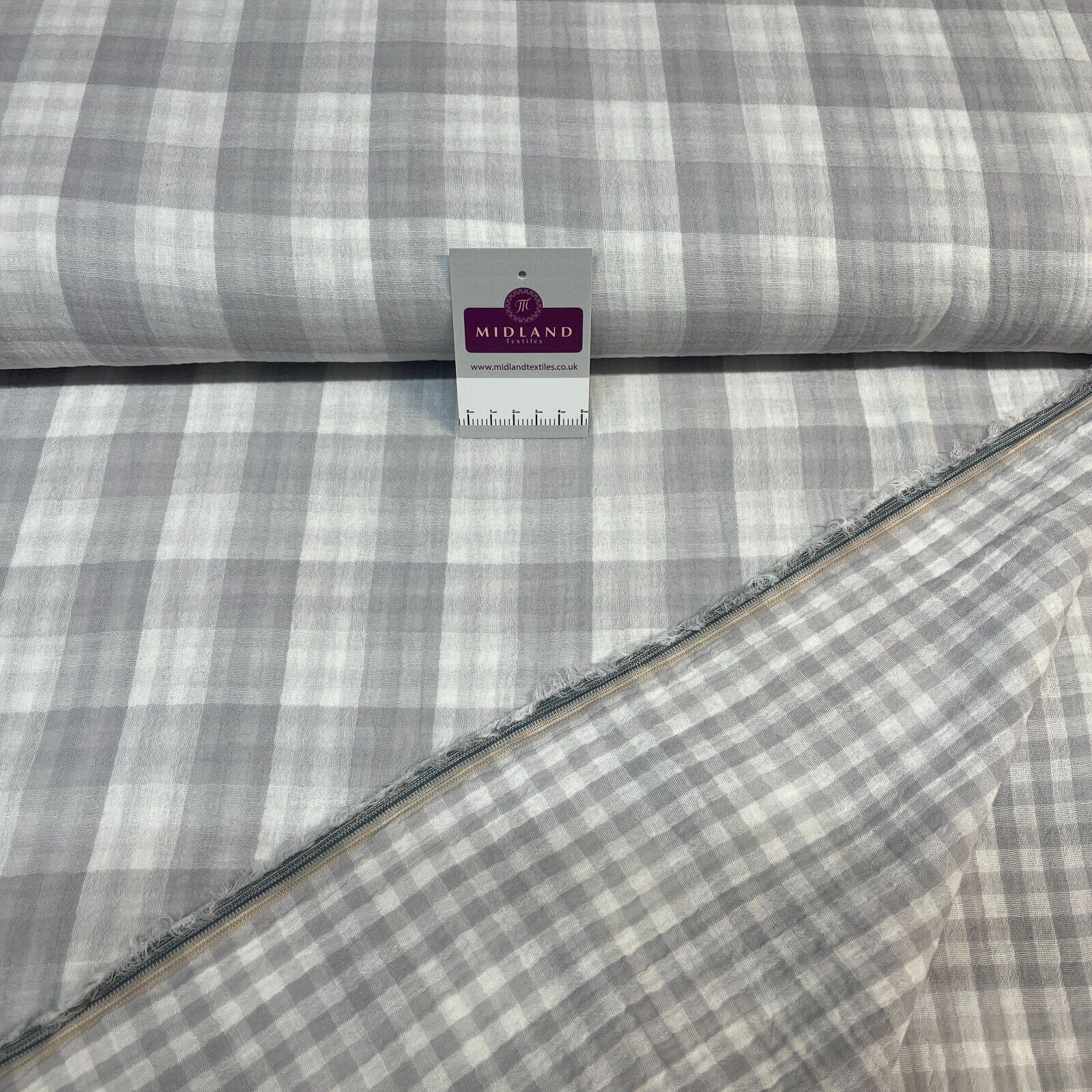Double sided gingham Woven Double gauze cotton Fabric ideal for shirts, M1838