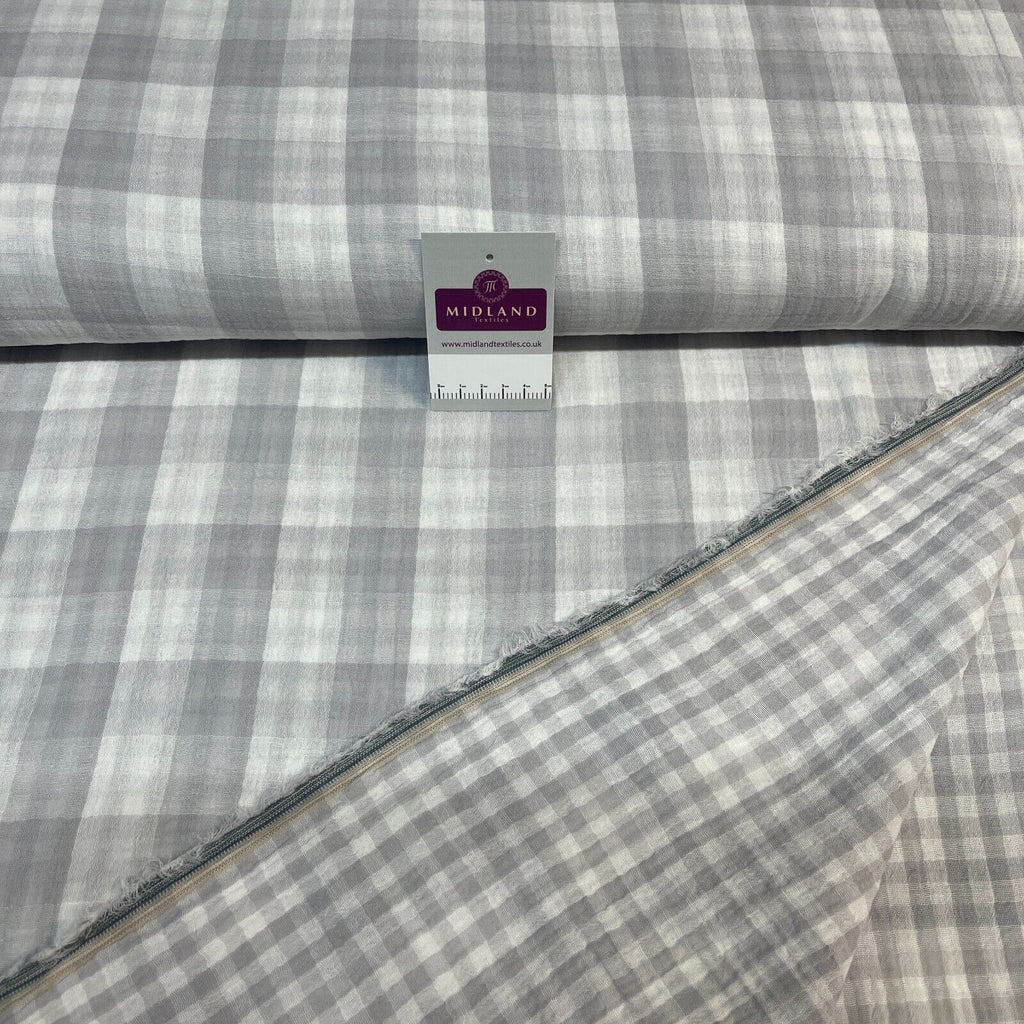 Double sided gingham Woven Double gauze cotton Fabric ideal for shirts, M1838