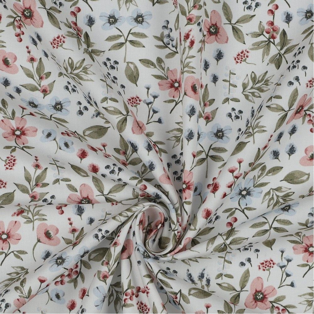 Beautiful Fine Poplin Fabric with Small Floral Design plain Fabric M1841