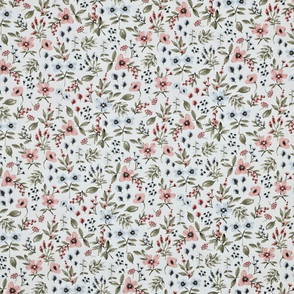 Beautiful Fine Poplin Fabric with Small Floral Design plain Fabric M1841