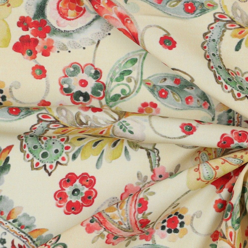 Gorgeous Light Yellow radiance viscose Paisley Dress Fabric M1851