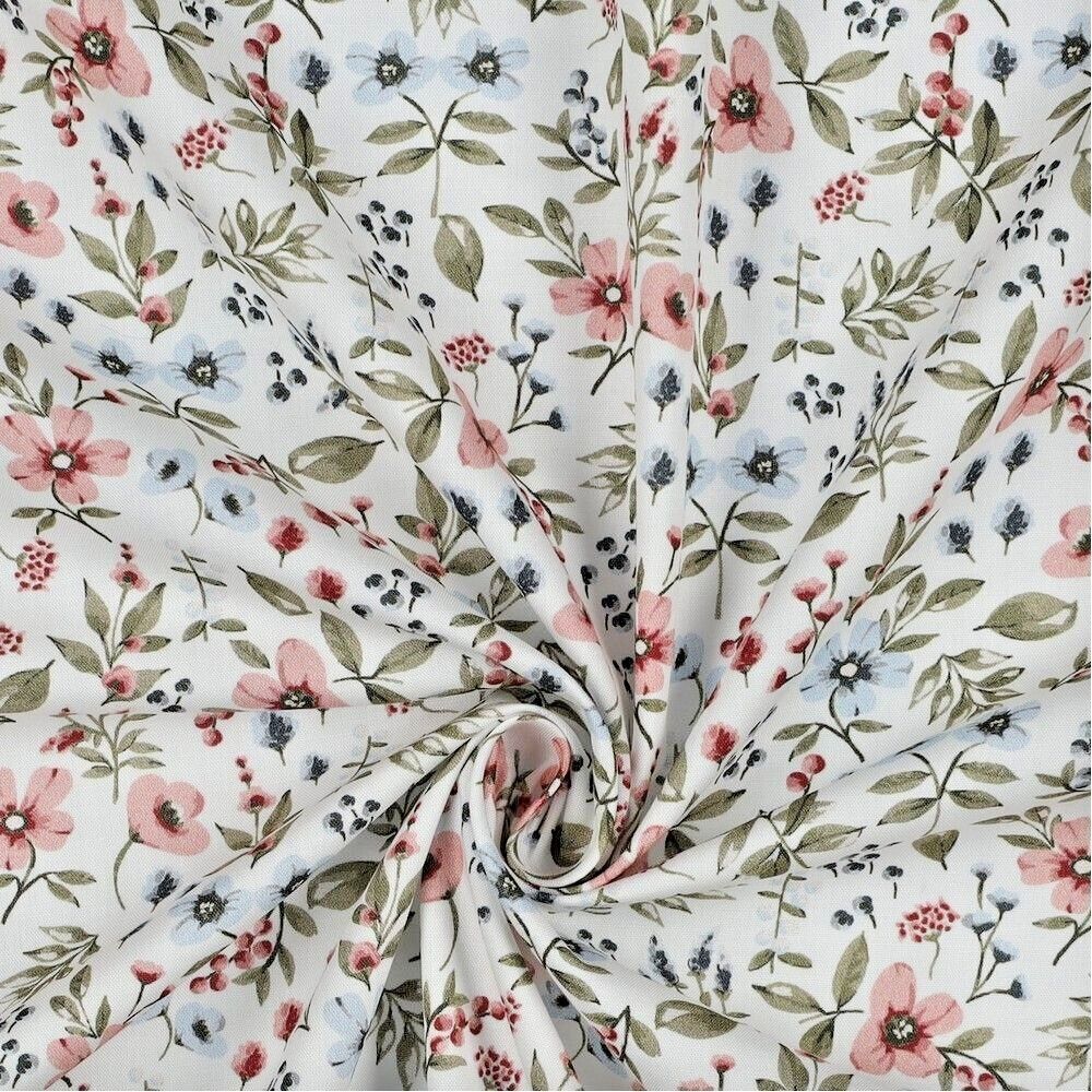 Beautiful Fine Poplin Fabric with Small Floral Design plain Fabric M1841