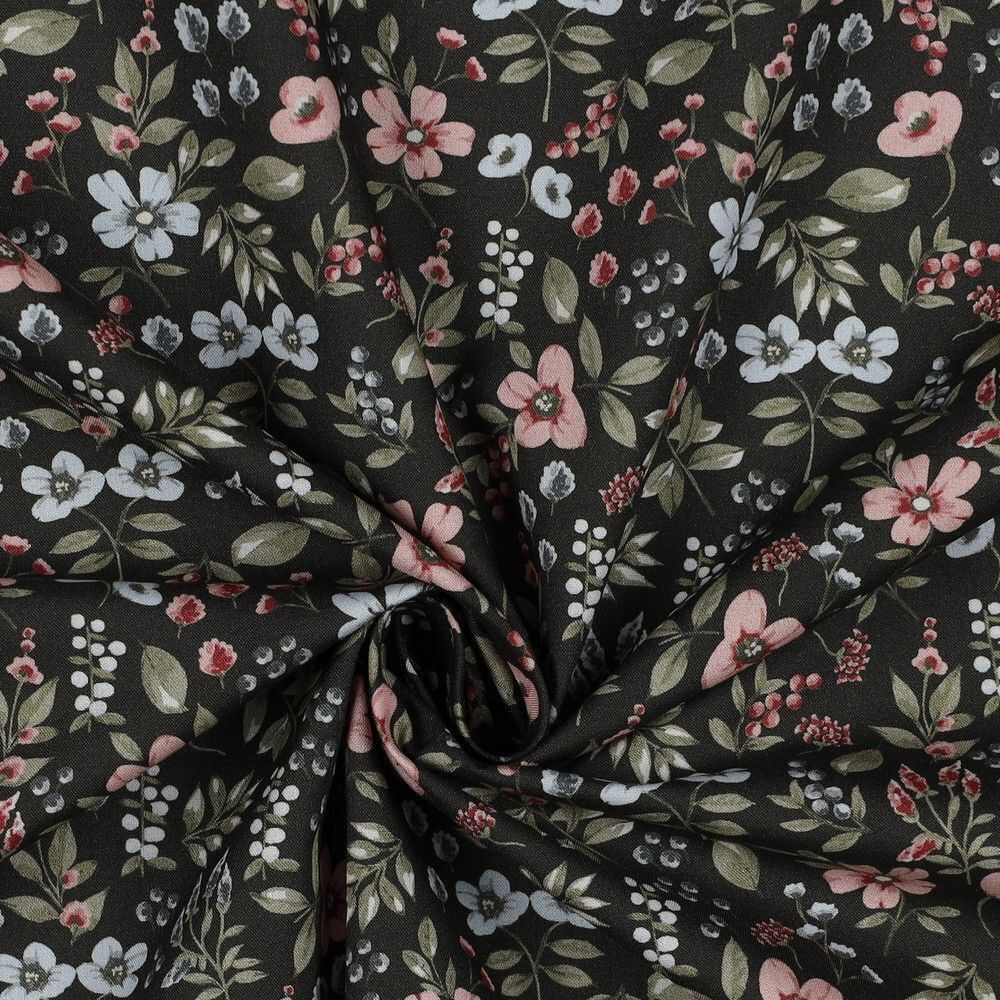 Beautiful Fine Poplin Fabric with Small Floral Design plain Fabric M1841