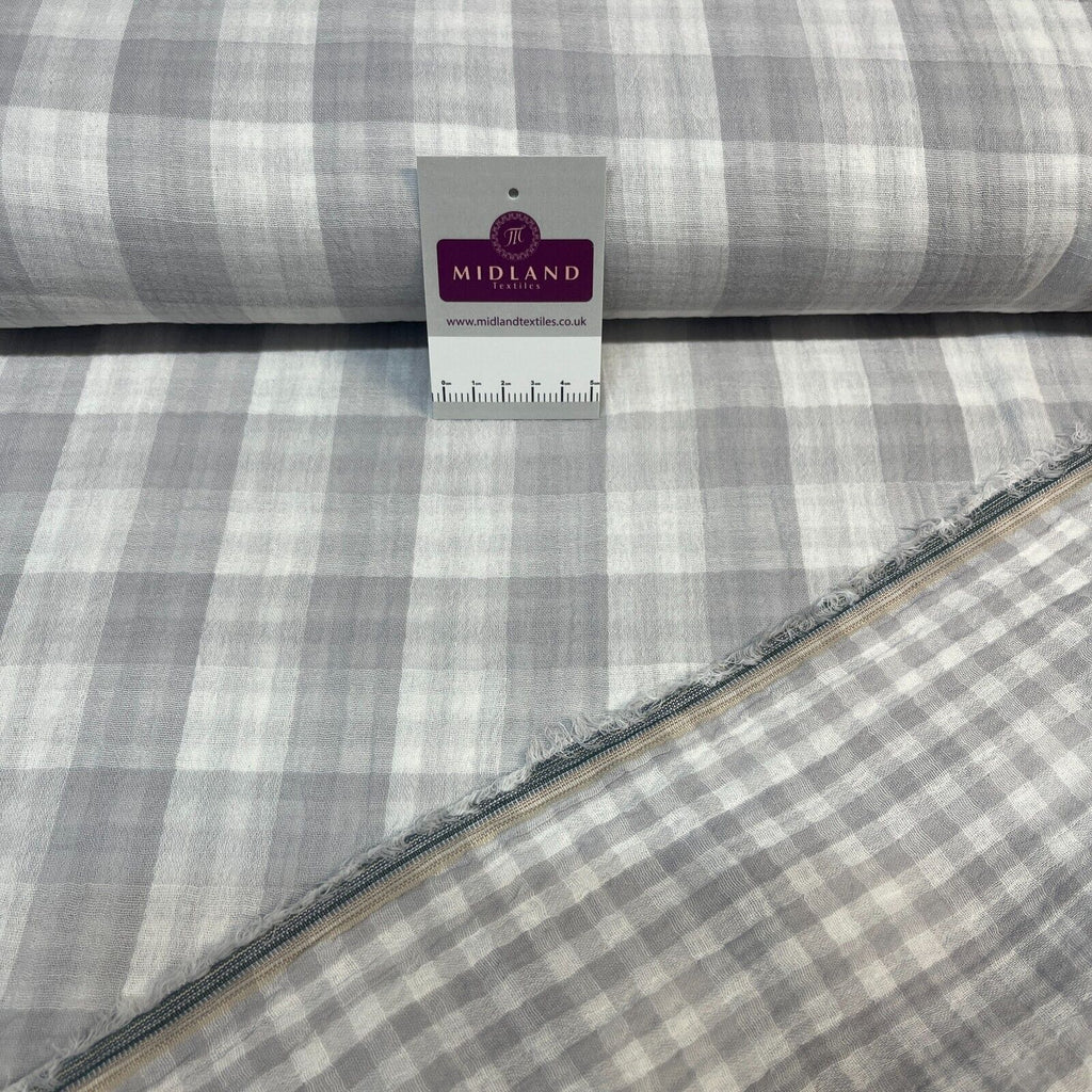 Double sided gingham Woven Double gauze cotton Fabric ideal for shirts, M1838