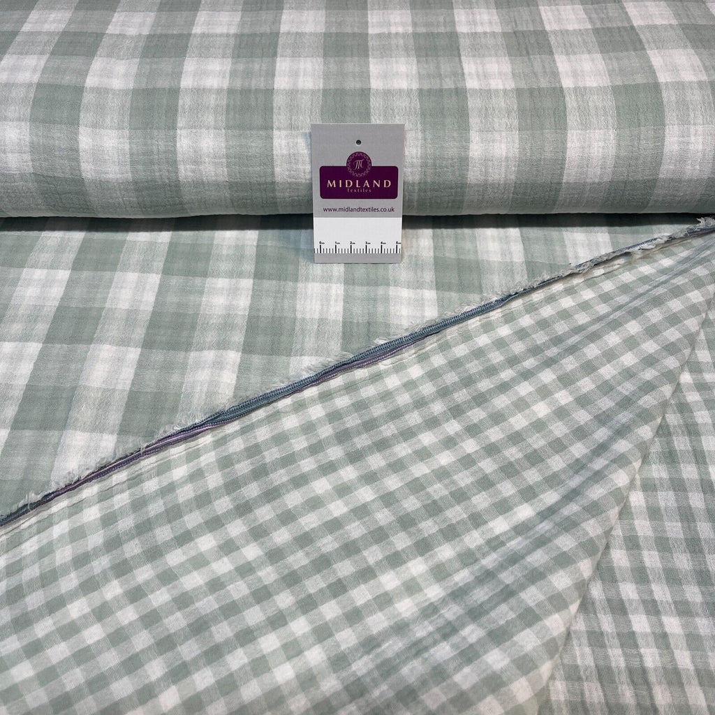 Double sided gingham Woven Double gauze cotton Fabric ideal for shirts, M1838