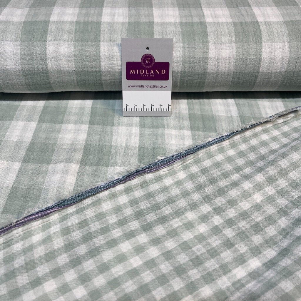 Double sided gingham Woven Double gauze cotton Fabric ideal for shirts, M1838