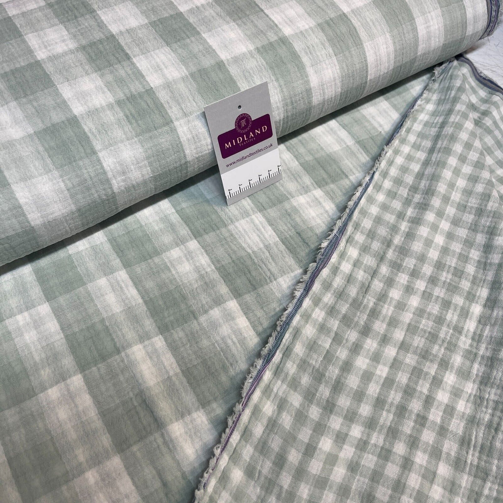 Double sided gingham Woven Double gauze cotton Fabric ideal for shirts, M1838