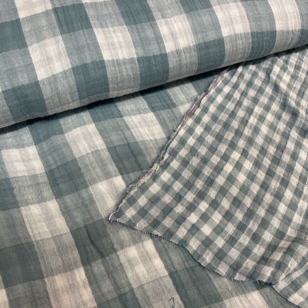 Double sided gingham Woven Double gauze cotton Fabric ideal for shirts, M1838