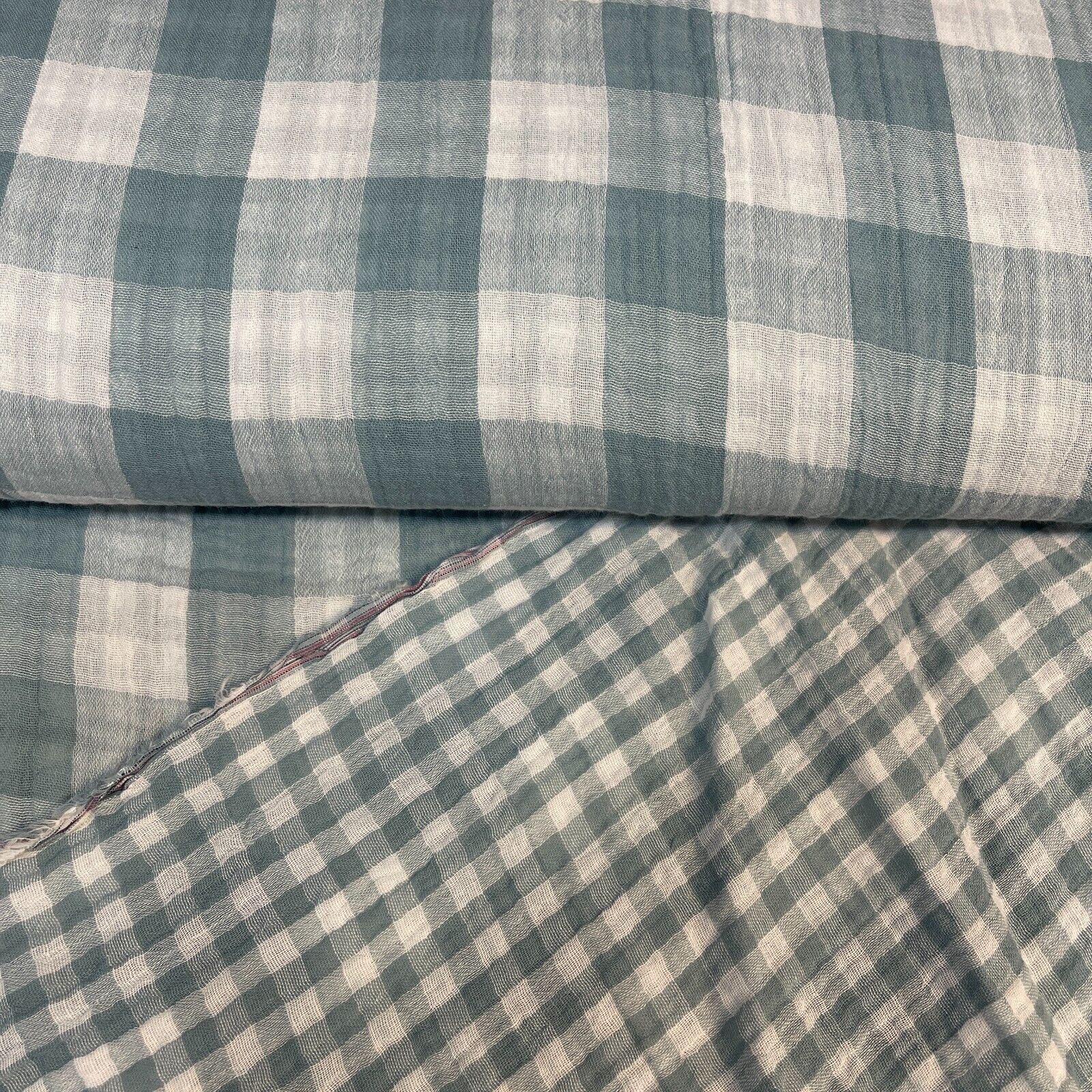 Double sided gingham Woven Double gauze cotton Fabric ideal for shirts, M1838