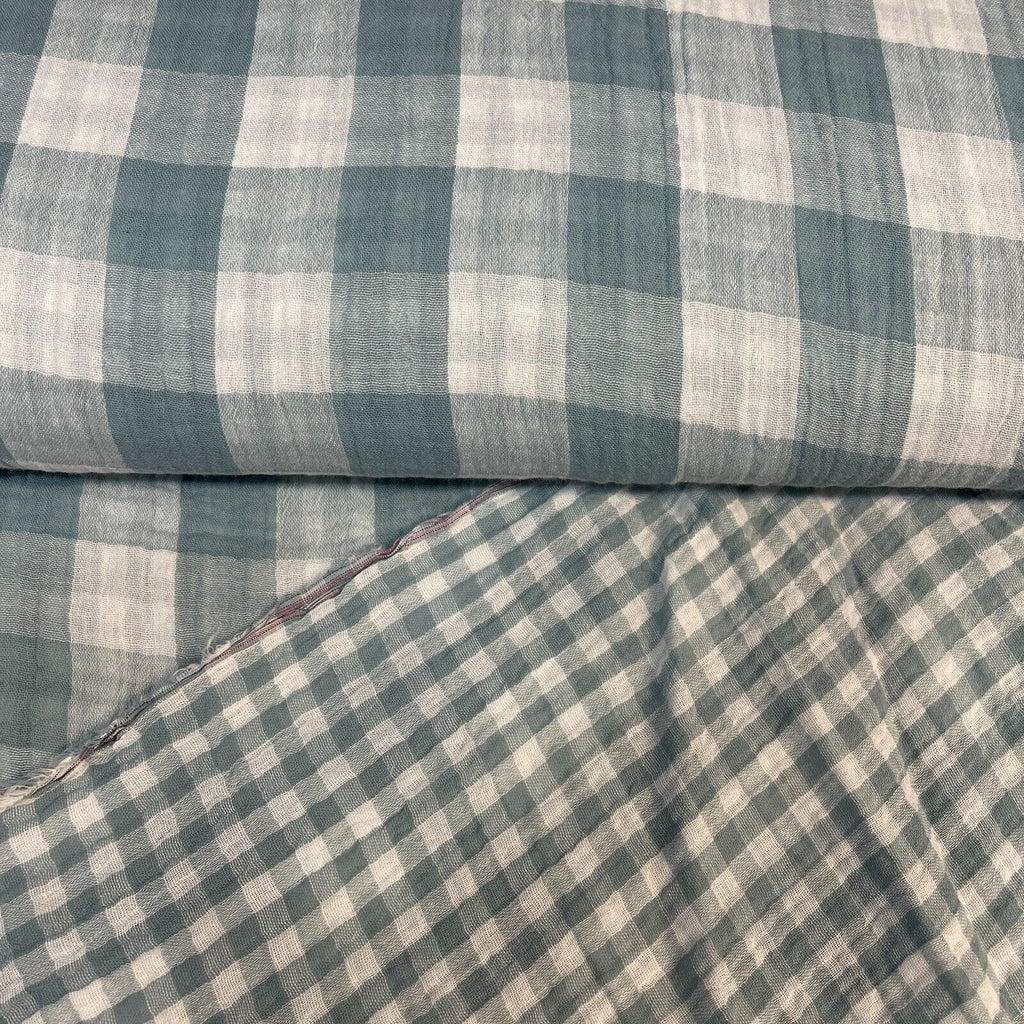 Double sided gingham Woven Double gauze cotton Fabric ideal for shirts, M1838