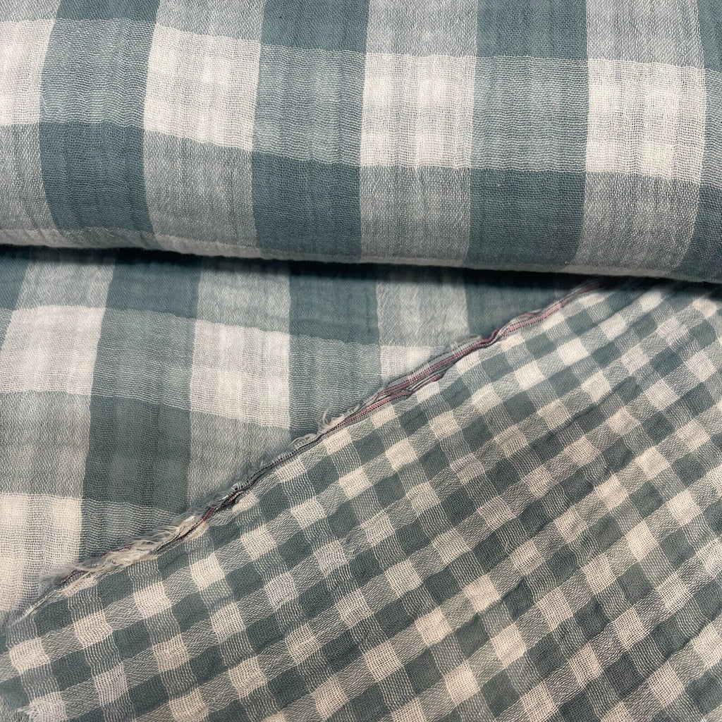 Double sided gingham Woven Double gauze cotton Fabric ideal for shirts, M1838