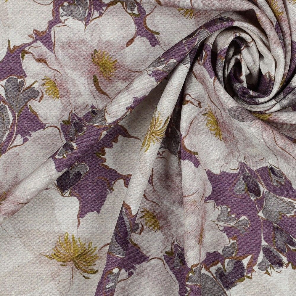 Floral Flower stretch viscose poplin stretch Dress Fabric M1855