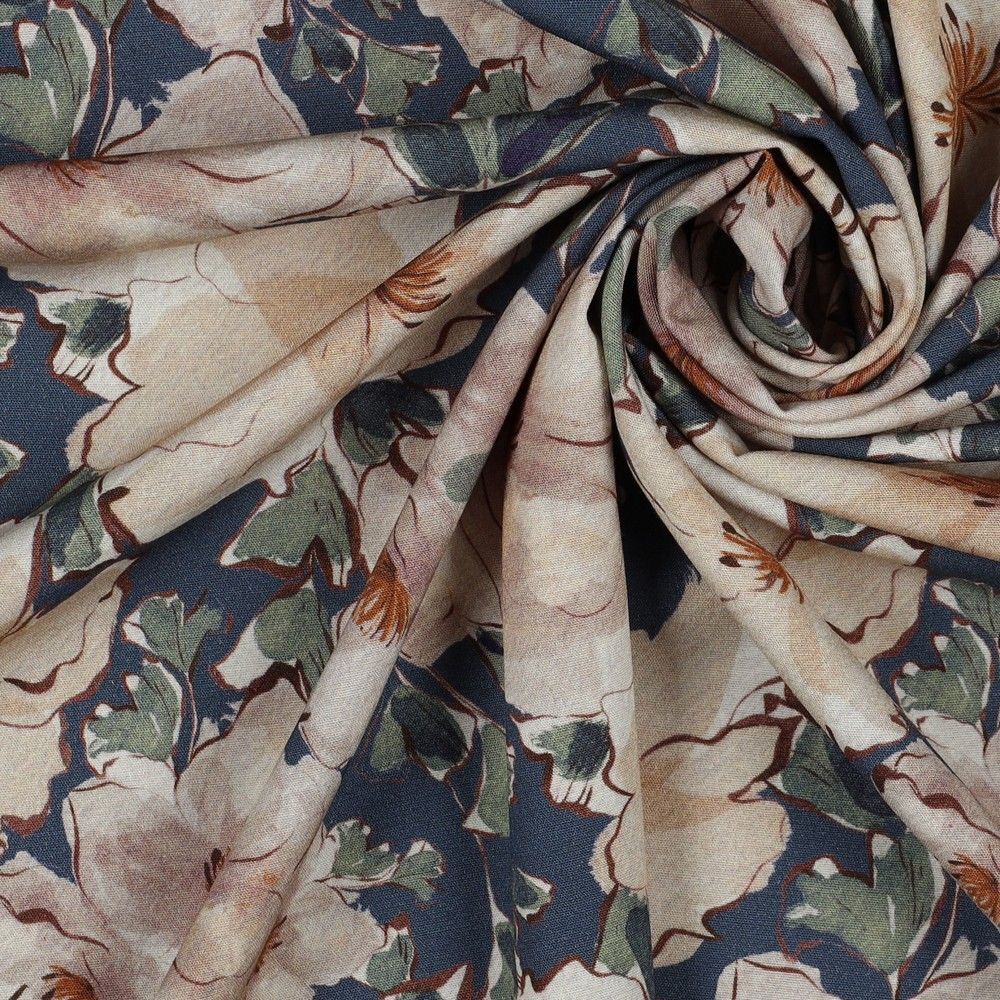 Floral Flower stretch viscose poplin stretch Dress Fabric M1855