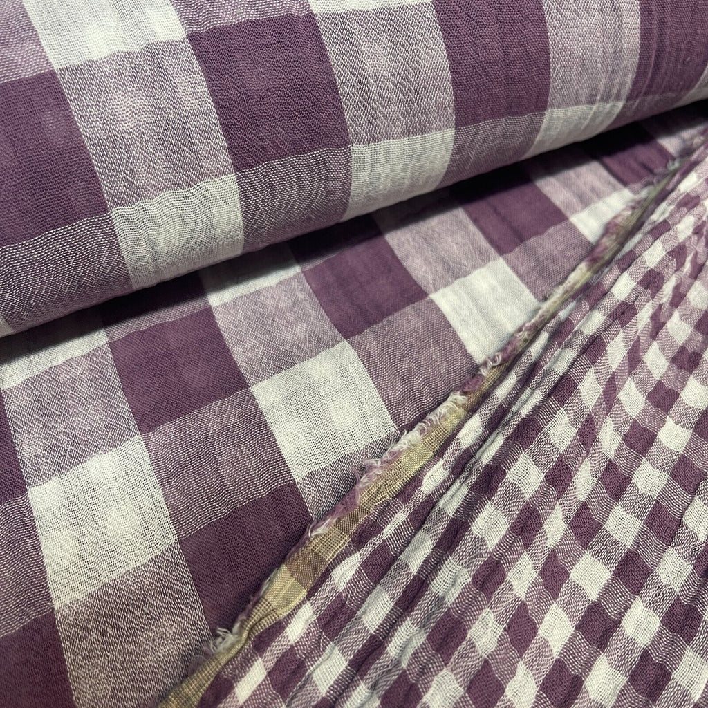 Double sided gingham Woven Double gauze cotton Fabric ideal for shirts, M1838