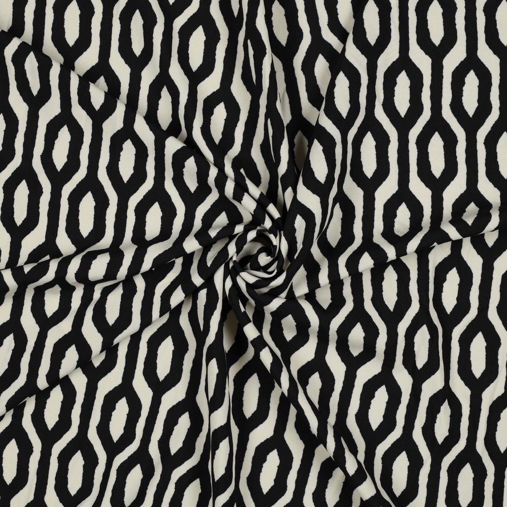 Gorgeous Black Magnolia Graphic Stretch Dress Fabric M1843
