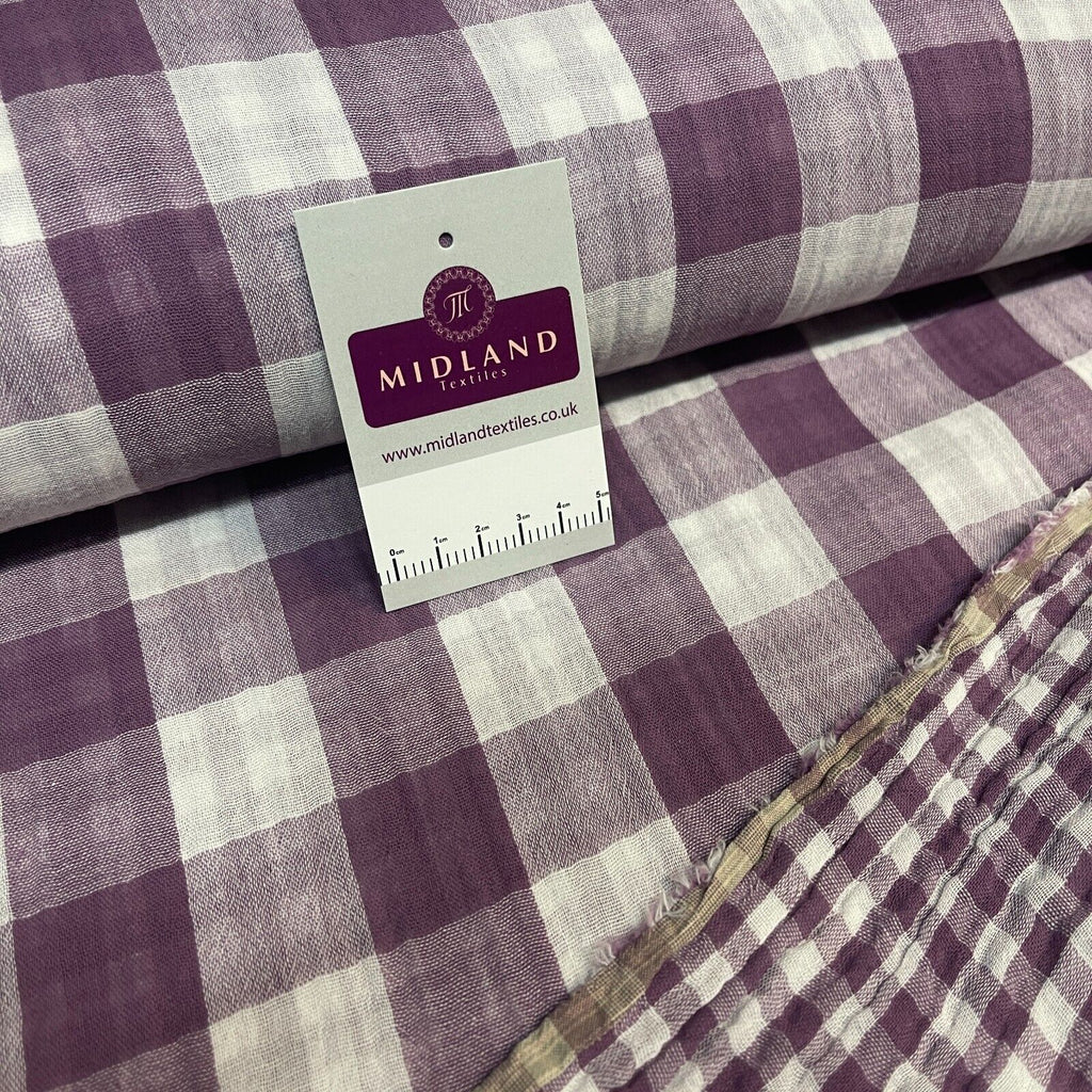 Double sided gingham Woven Double gauze cotton Fabric ideal for shirts, M1838