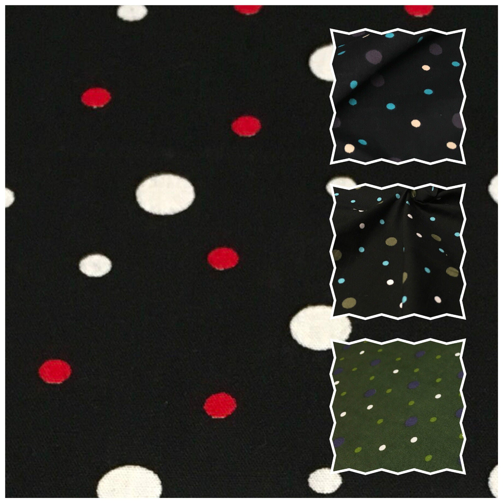 Multi coloured Polka Dot & Spot 100% Cotton Poplin Fabric 58' Wide M124