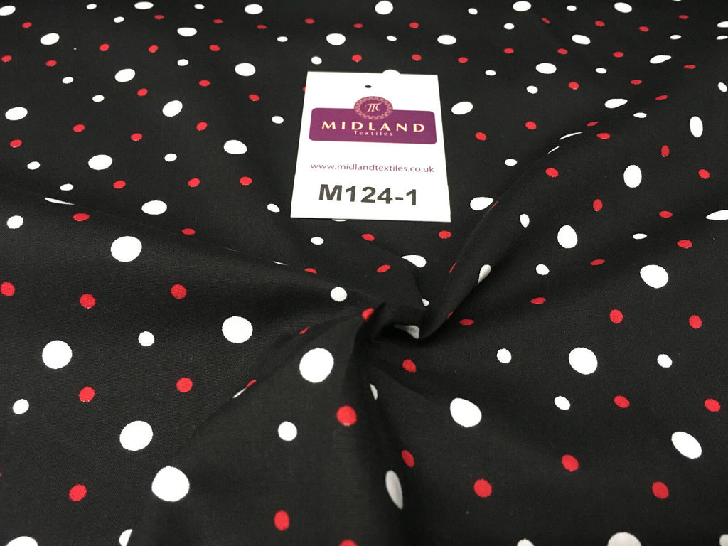 Multi coloured Polka Dot & Spot 100% Cotton Poplin Fabric 58