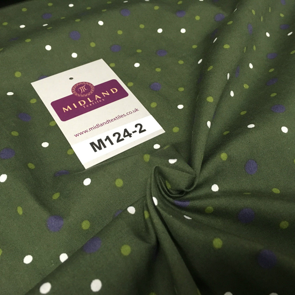 Multi coloured Polka Dot & Spot 100% Cotton Poplin Fabric 58