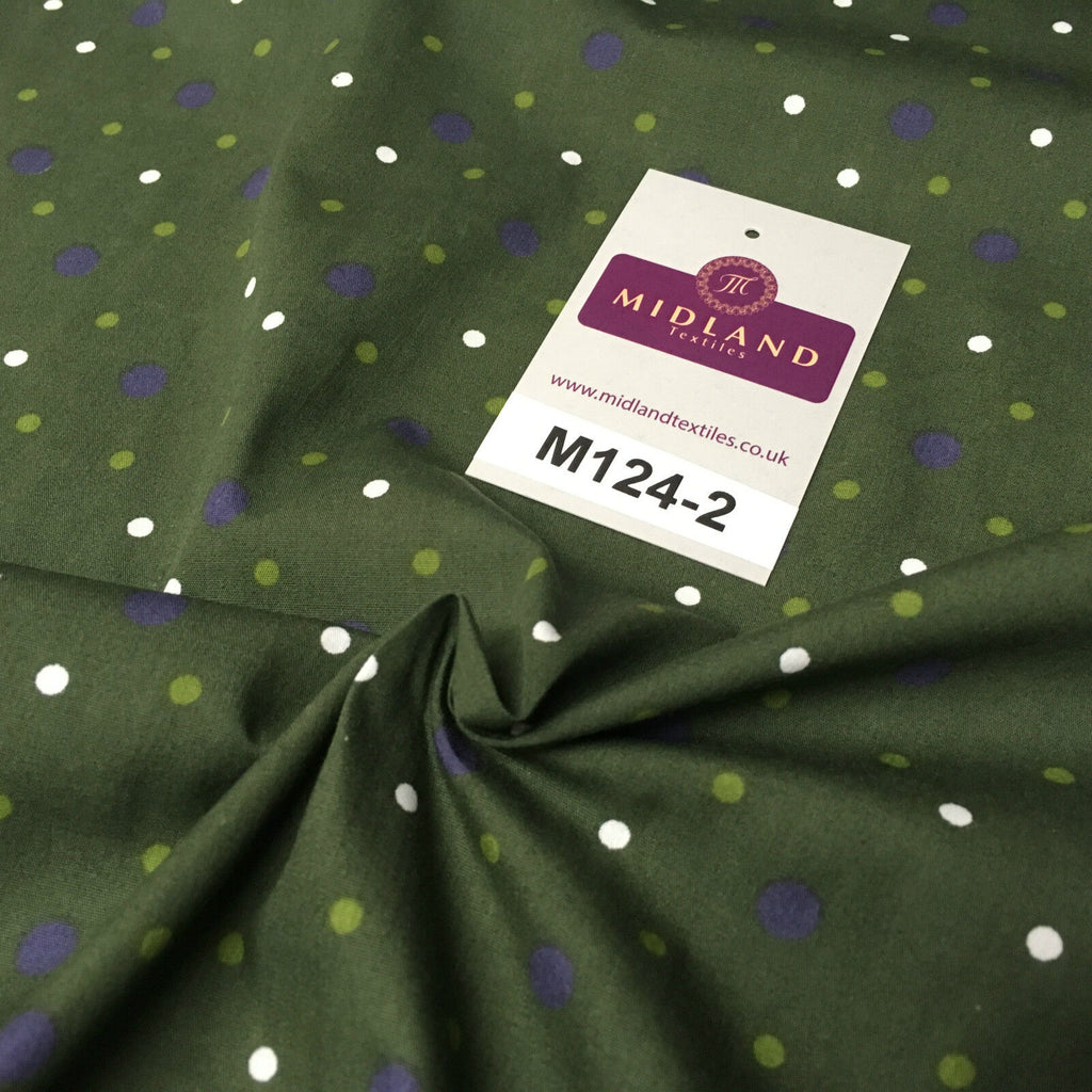 Multi coloured Polka Dot & Spot 100% Cotton Poplin Fabric 58